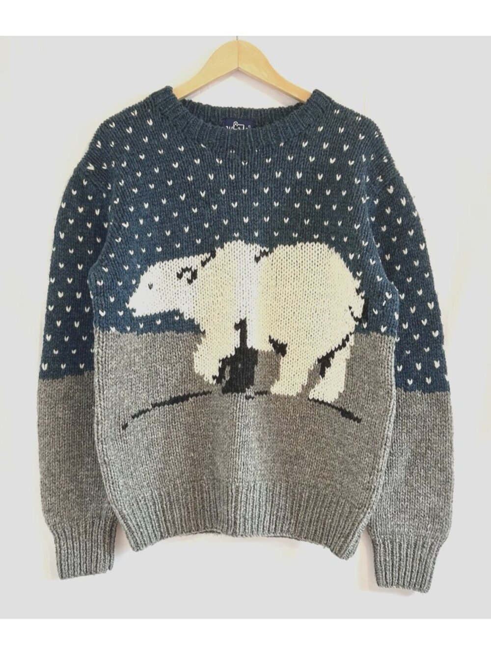 Vintage Woolrich Iconic Polar Bear Wool Sweater Fair Isle Après Ski Men’s Large